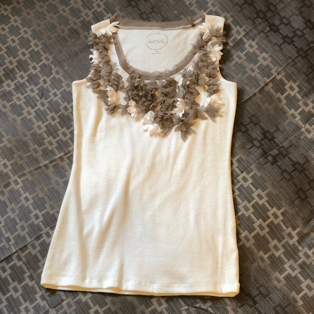 INC Intl. Concepts Tank W/Sheer Flower Appliqués